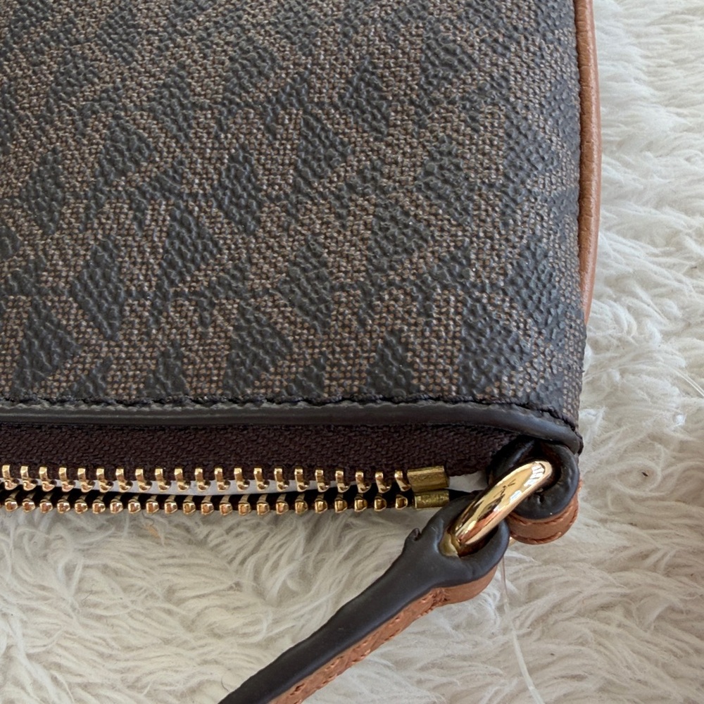 Michael Kors Dark Brown Wristlet with Gold Logo - Picture 8 of 11